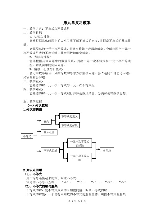 人教版数学七年级下册教案 第九章 小结与复习