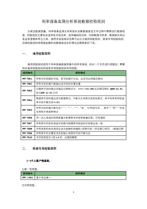 利率报备监测分析系统数据校验规则