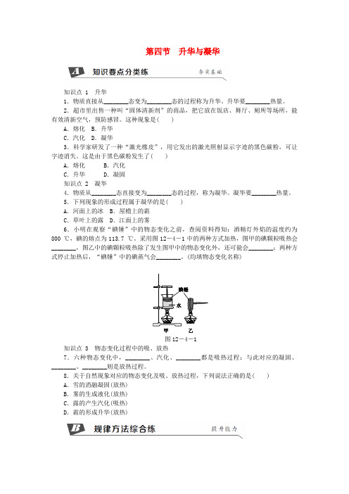 九年级物理全册第十二章第四节升华与凝华练习新版沪科版