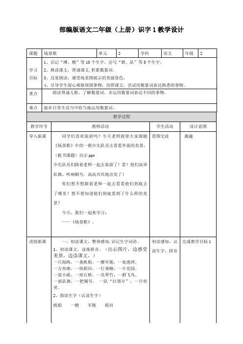 部编版语文二年级上册《1 场景歌》教学设计