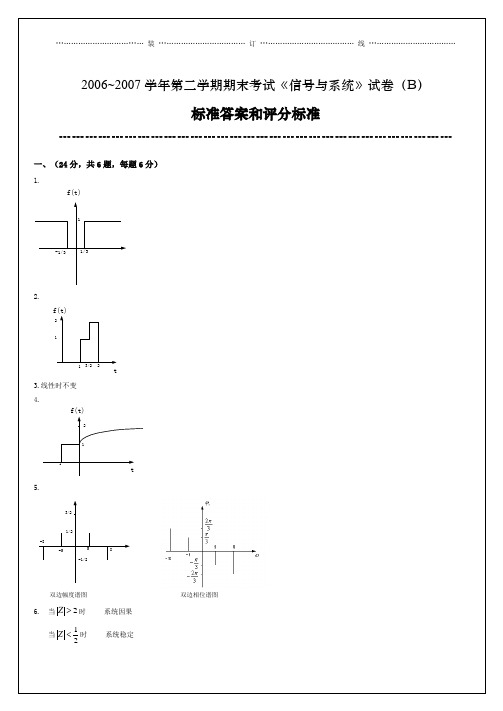 信号与系统试题2007A、B卷答案