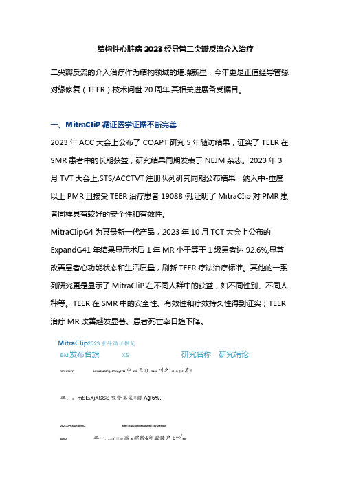 结构性心脏病2023经导管二尖瓣反流介入治疗