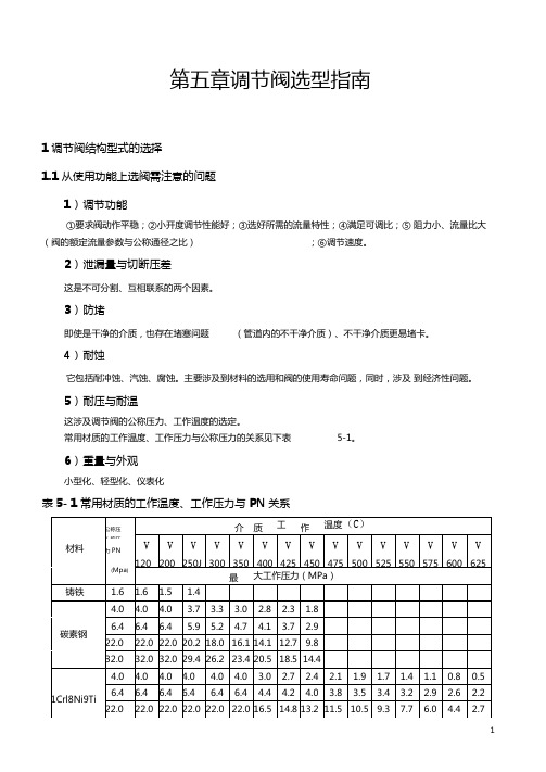 调节阀计算选型使用调节阀选型指引要点