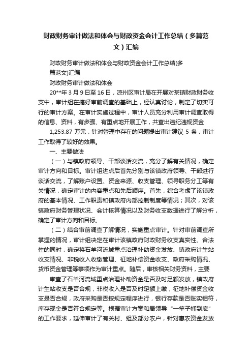 财政财务审计做法和体会与财政资金会计工作总结（多篇范文）汇编