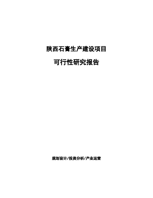陕西石膏生产建设项目可行性研究报告