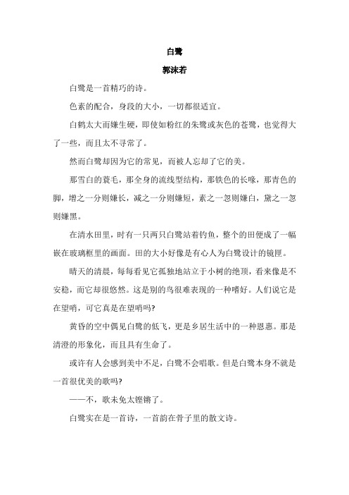 《白鹭》课文原文