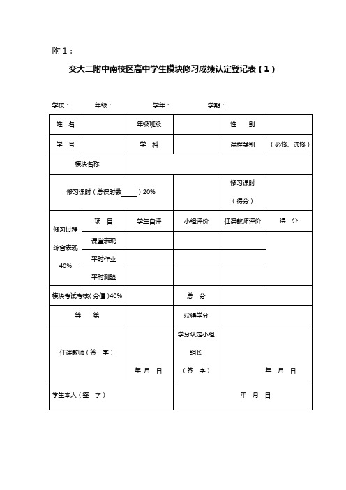 学分认定表