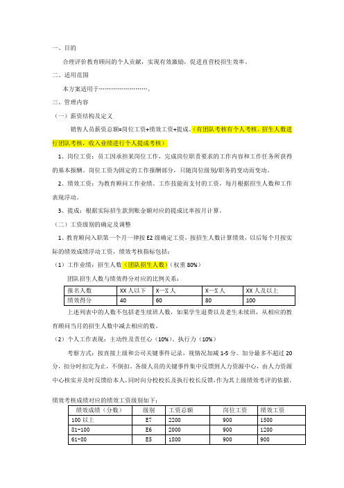招生人员的工资计算方式(例)