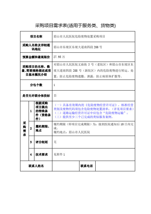 货物类公开招标评分表(样表)