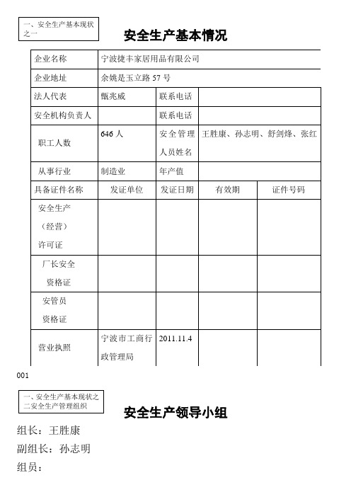 安全生产台帐表格