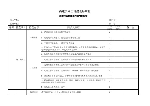 高速公路标准化检查验收表格