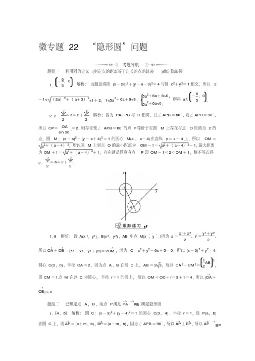 微专题22“隐形圆”问题(解析)