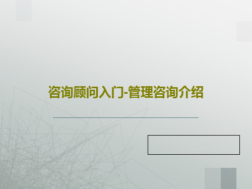 咨询顾问入门-管理咨询介绍61页PPT