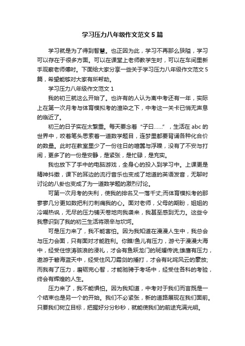 学习压力八年级作文范文5篇