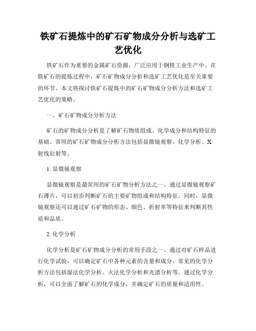 铁矿石提炼中的矿石矿物成分分析与选矿工艺优化