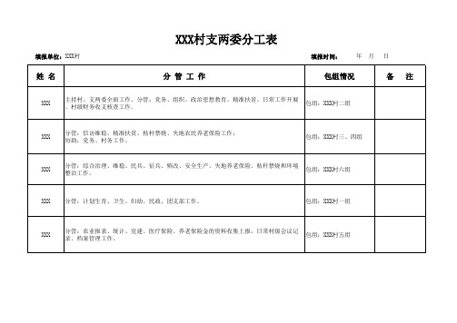 村支两委分工表