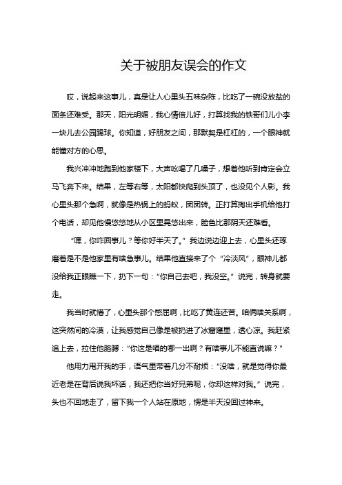 关于被朋友误会的作文