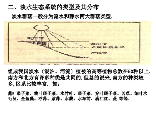 淡水生态系统的类型及其分布