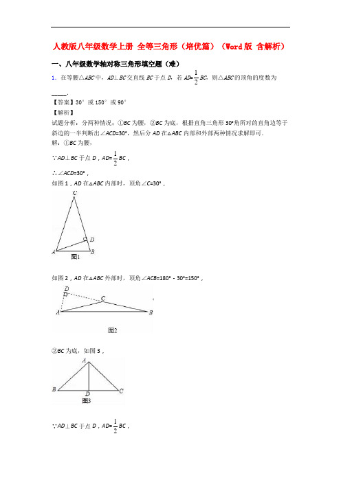 人教版八年级数学上册 全等三角形(培优篇)(Word版 含解析)