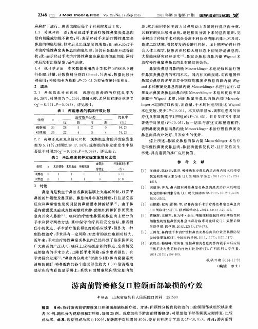 游离前臂瓣修复口腔颌面部缺损的疗效