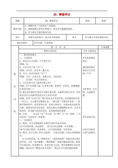 江苏省新沂市第二中学八年级语文下册 28《醉翁亭记》(