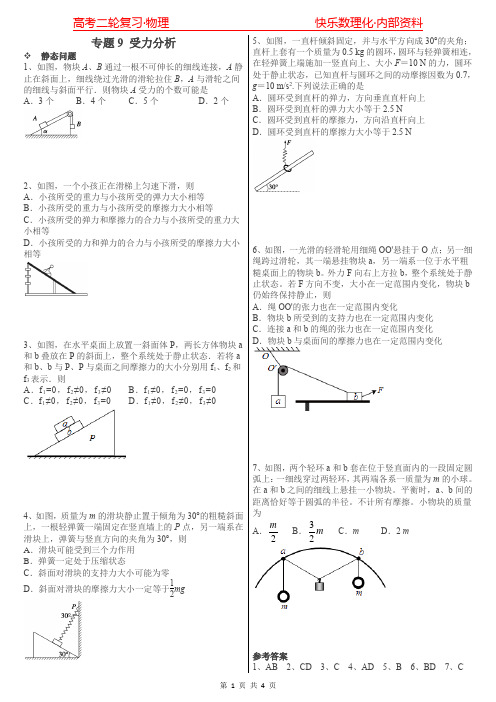 高考真题分类汇总专题09受力分析附答案