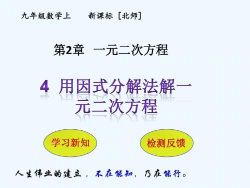 数学北师大版九年级上册2.4 用因式分解法解一元二次方程.pptx.4 用因式分解法解一元二次方程