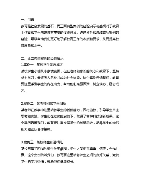 主题教育正面典型案例的经验启示与感悟