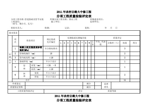 公路工程分项工程质量评定表