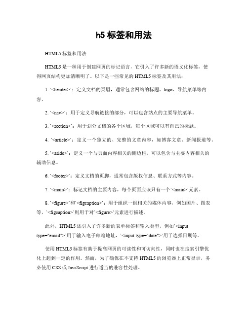 h5标签和用法