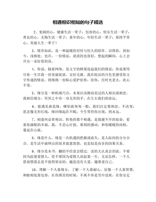 相遇相识相知的句子精选