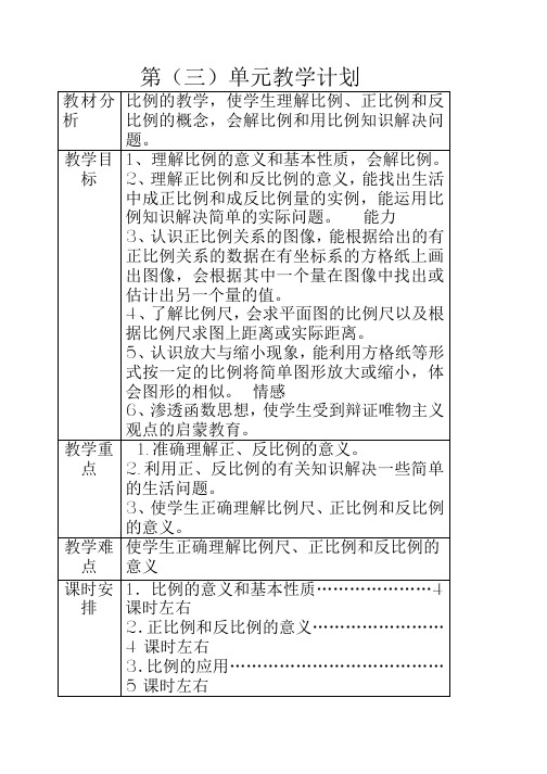 小学六年级数学人教版第三单元导学案