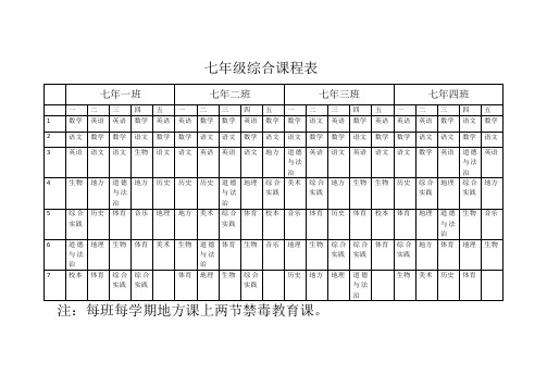 七年级课程表部颁