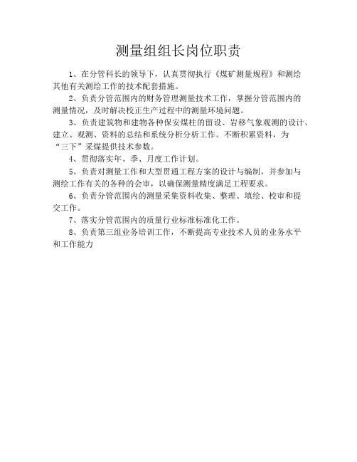 测量组组长岗位职责