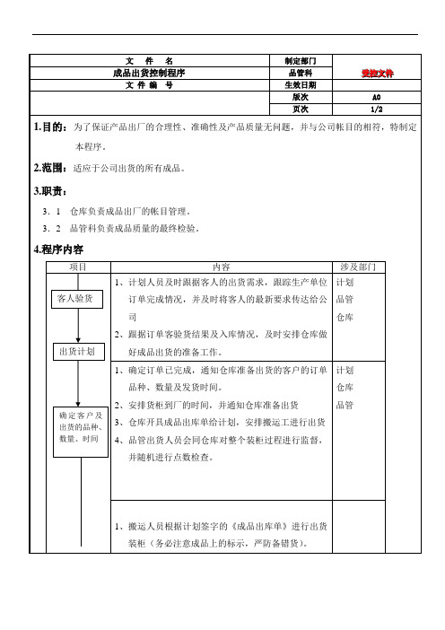 成品出货控制程序