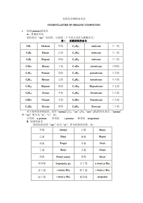 有机化合物的命名法