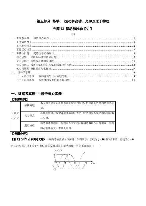 专题13 振动和波动【讲】【解析版】-2023-2024年高考物理二轮复习讲练测(新教材新高考)