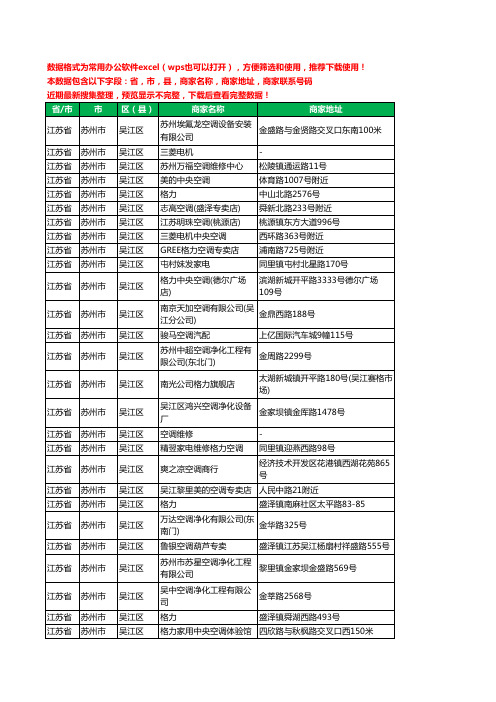 2020新版江苏省苏州市吴江区空调工商企业公司商家名录名单黄页联系电话号码地址大全295家