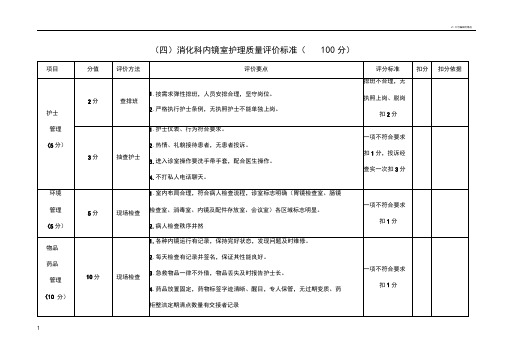 消化科内镜室护理质量评价标准