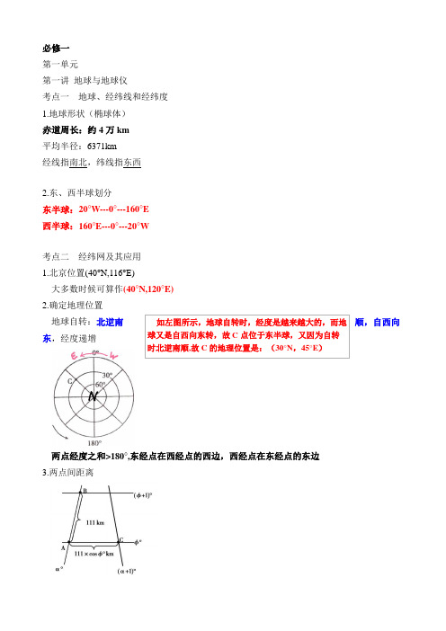 高三地理必修1知识点整理