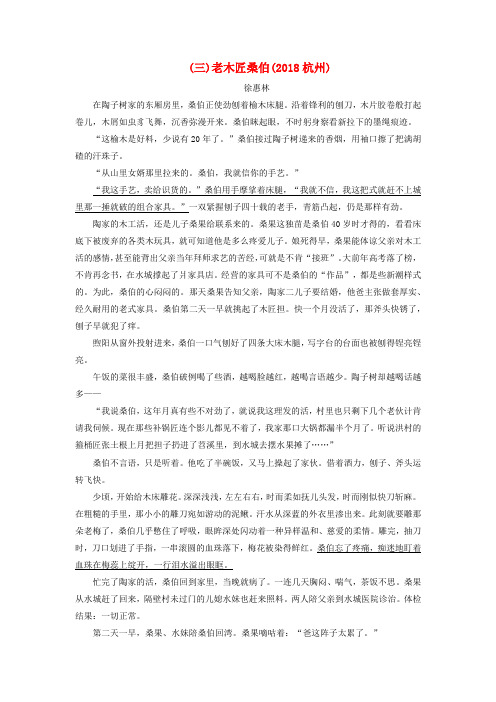 2019年中考语文复习专题一文学作品阅读(散文小说)老木匠桑伯素材