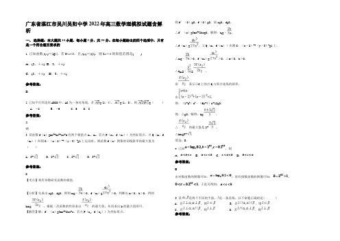 广东省湛江市吴川吴阳中学2022年高三数学理模拟试题含解析