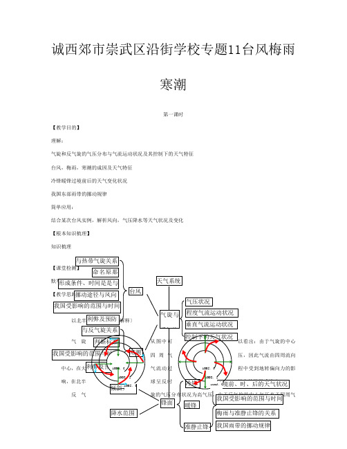 高一地理 专题 台风梅雨寒潮复习教案