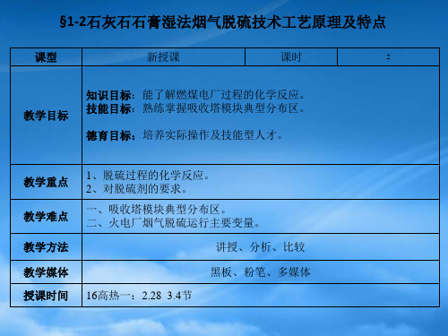 122石灰石石膏湿法烟气脱硫技术工艺原理及特点PPT35页