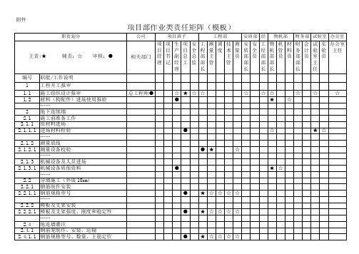 项目部作业类责任矩阵模板