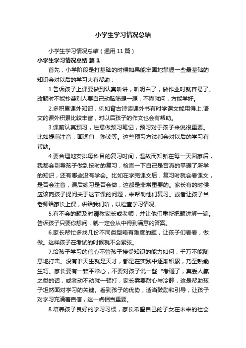 小学生学习情况总结