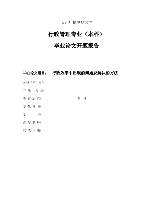 行政效率中出现的问题及解决的方法开题报告