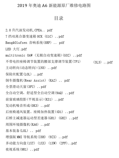 2019年奥迪A6新能源原厂维修电路图