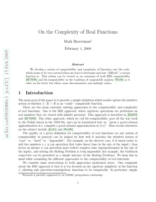 On the complexity of real functions