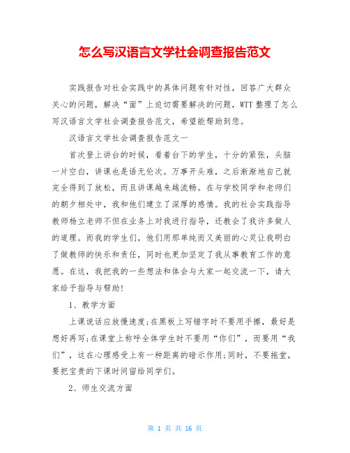 怎么写汉语言文学社会调查报告范文